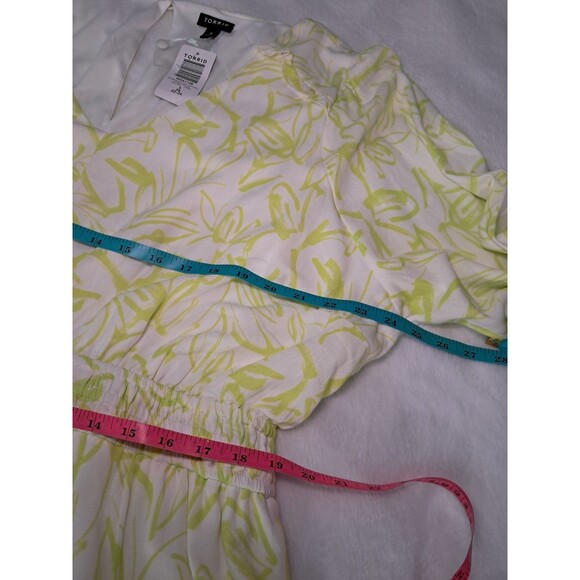 Torrid Mini Gauze Floral Yellow Skater Dress Long Sleeves Fit Flare Size 3 NWT - Picture 8 of 12